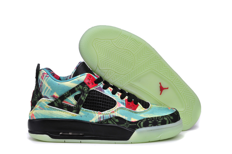 Air Jordan 4 Women Shoes Black/Blue Online